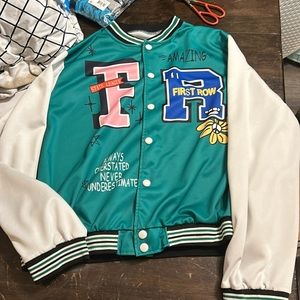 Green mens first row varsity jacket size L